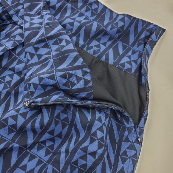 SILK 6 8 MADEWELL BLACK BLUE geometric print lined preppy mini SKIRT medium - Picture 8 of 11